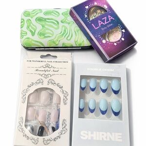 Nail Art Set with Green Case and Glitter